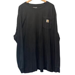 Carhartt Mens Heather Black Solid Cotton Loose Fit Long Sleeve T-Shirts Size 2XL